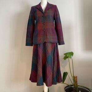 Vintage 70s John Meyer Plaid Jacket & Skirt Suit Set
